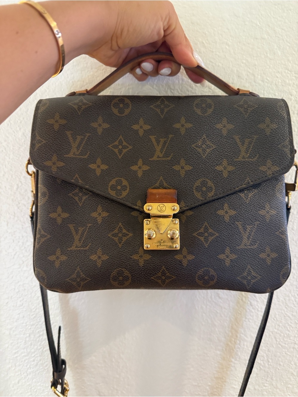 Louis Vuitton Monogram Canvas Top Handle Satchel with Gold Hardware